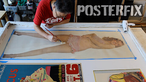 Restoring a MARILYN MONROE Door Panel PIN UP 1953 Poster FIX