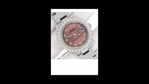 Rolex Custom Salmon 7.2ct Diamonds Stainless Steel .