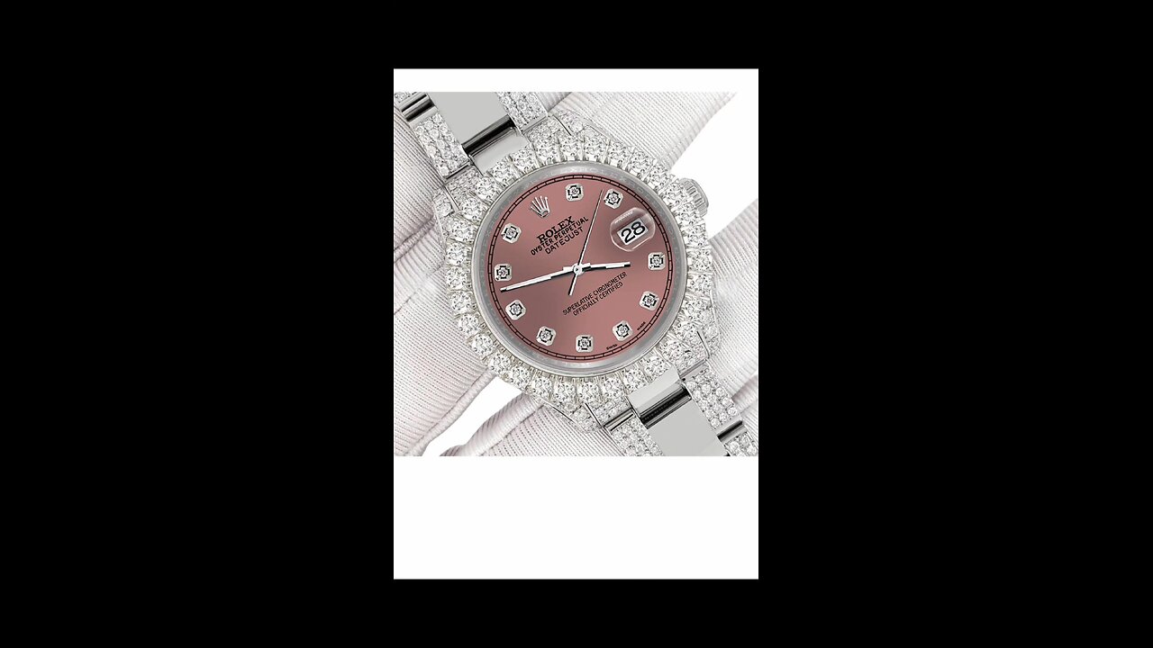Rolex Custom Salmon 7.2ct Diamonds Stainless Steel .