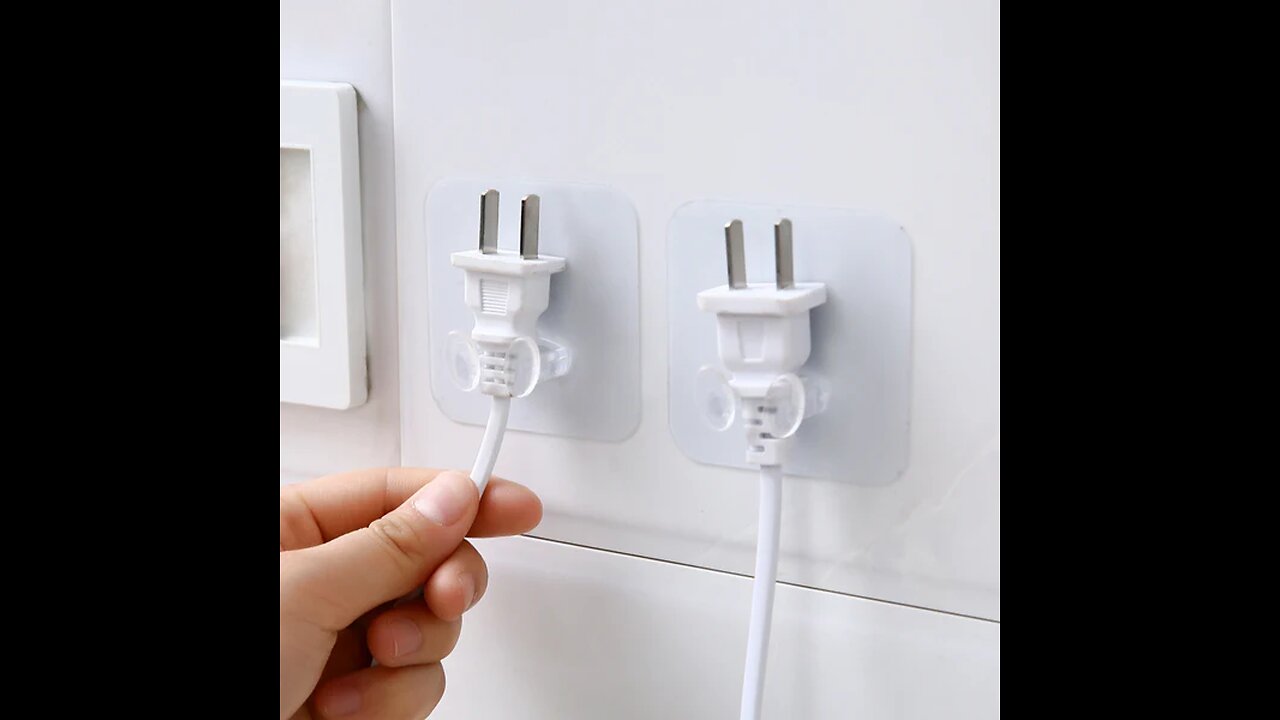 Self-adhesive Wall Mounted Wall Storage Hook, for Power Plug, Razor, Cables, Key, Phone & More