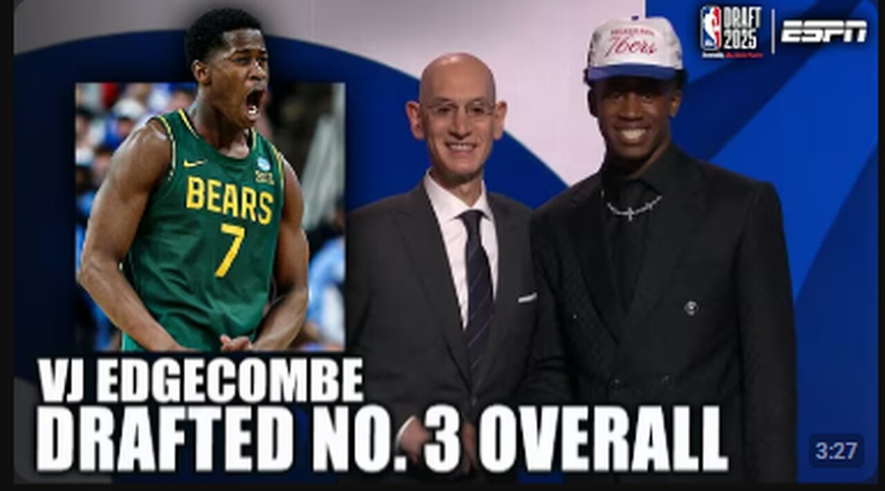 The 76ers select VJ Edgecombe with the 3rd overall pick | 2025 NBA Draft