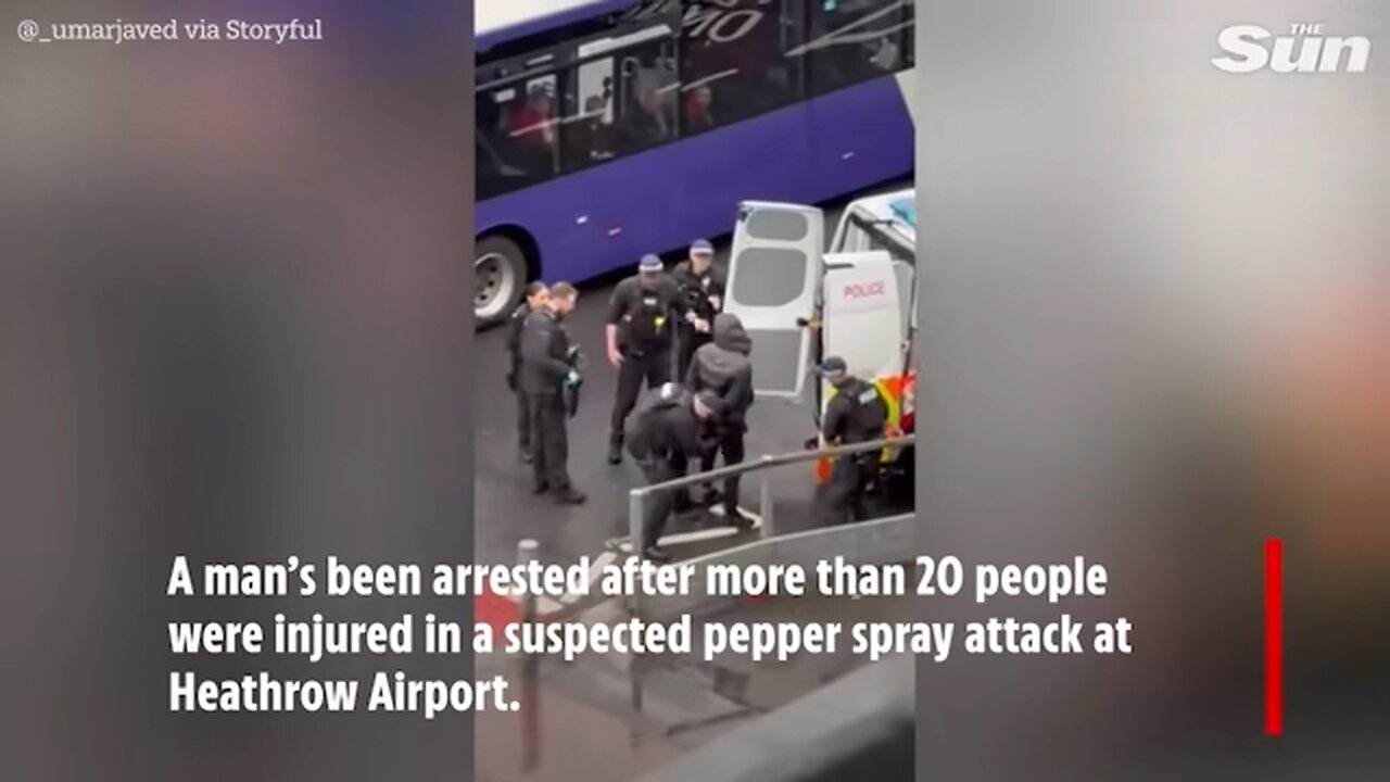 More than 20 injured in Heathrow Airport pepper spray attack as armed cops arrest man