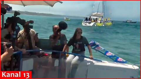 Families and supporters of Israeli hostages sail near Gaza, calling to reach ceasefire deal