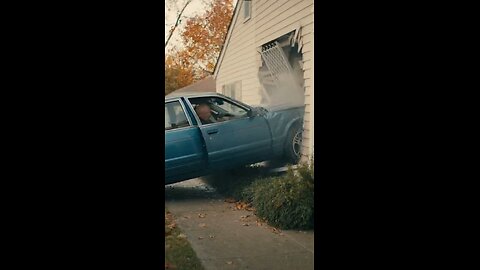 Old man crashes car into his house