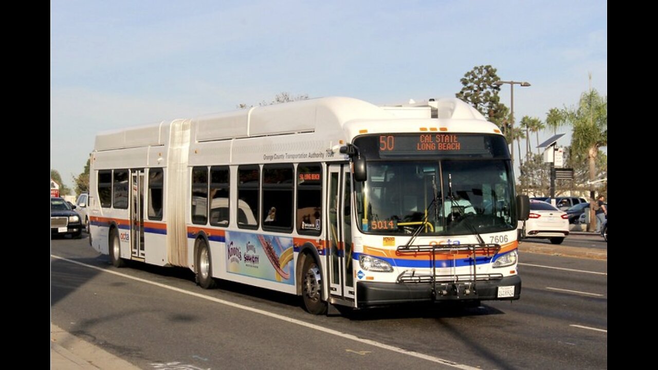 OCTA Bus New Flyer XN60 bus in Long Beach, California.