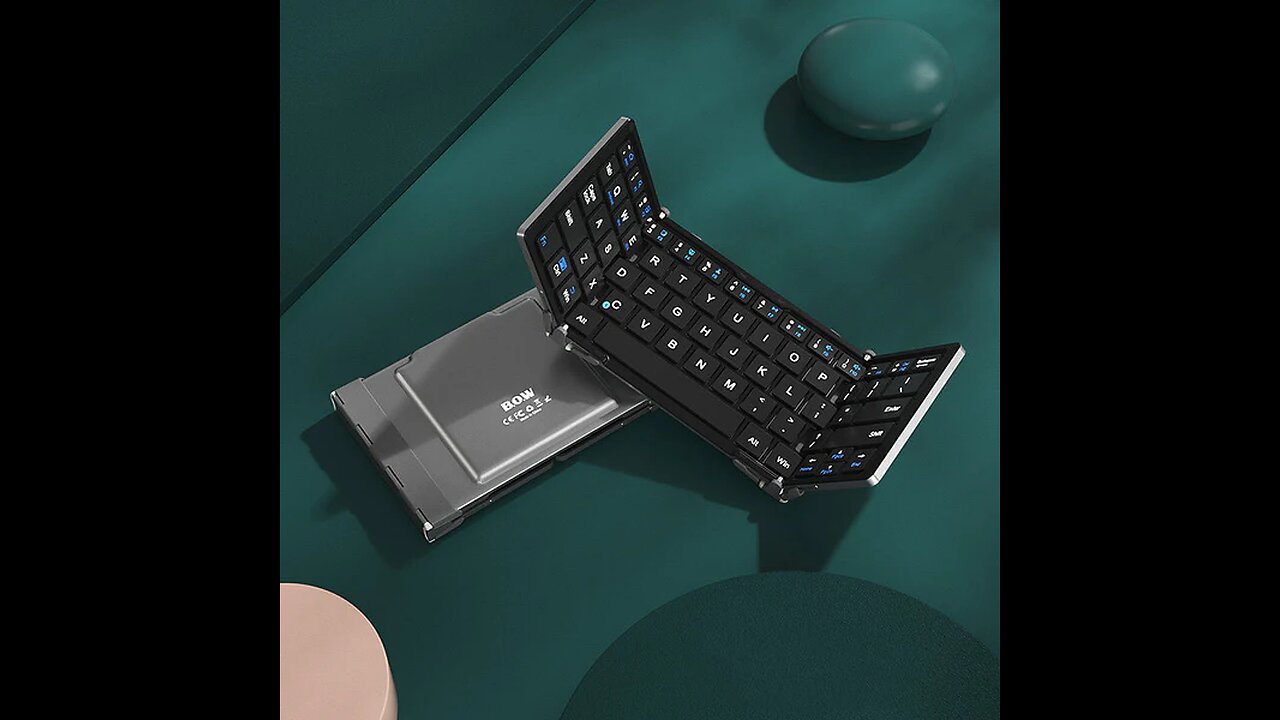 Foldable Rechargeable Wireless Keyboard with Leather Case, for Android Windows iOS Tablet & Laptop