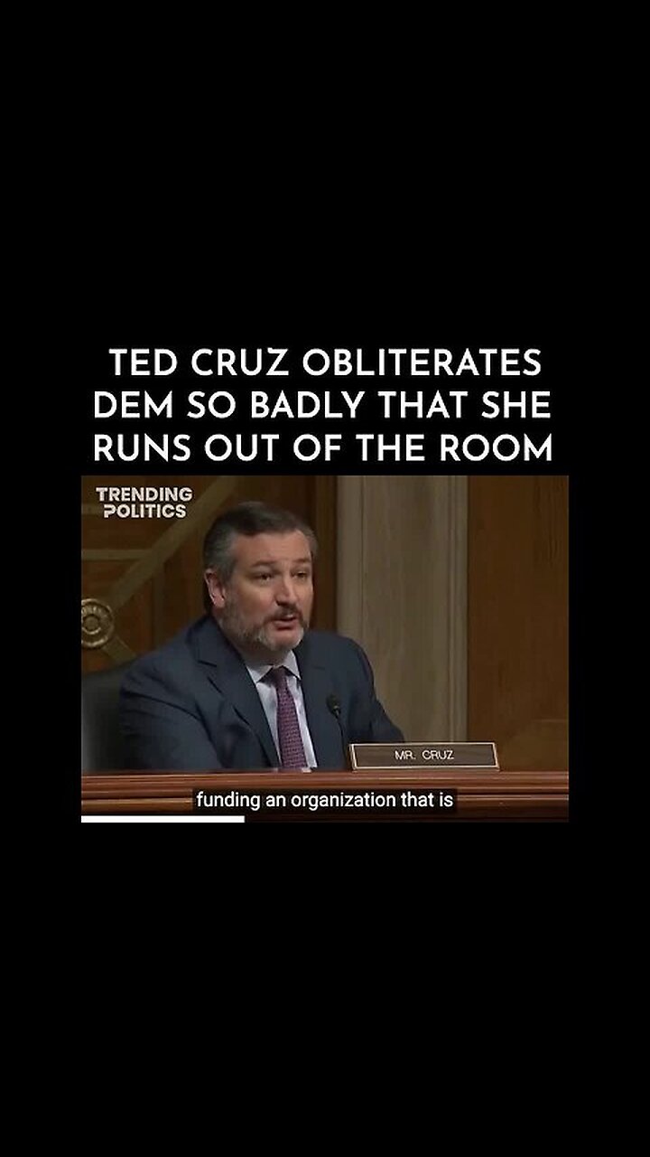 She ran because she couldnt answer the question! Great job Senator Cruz!