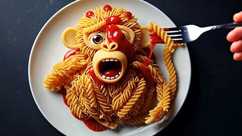 Macaroni monkey growling surrealism