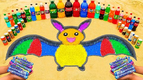 How to make Rainbow Cute Bat with Orbeez, Fanta, Coca Cola, Pepsi, Sprite vs Mentos & Popular Sodas