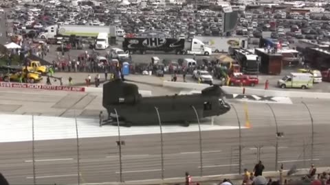 Pace Car Delivered to Texas Motor Speedway by Chinook Helicopter