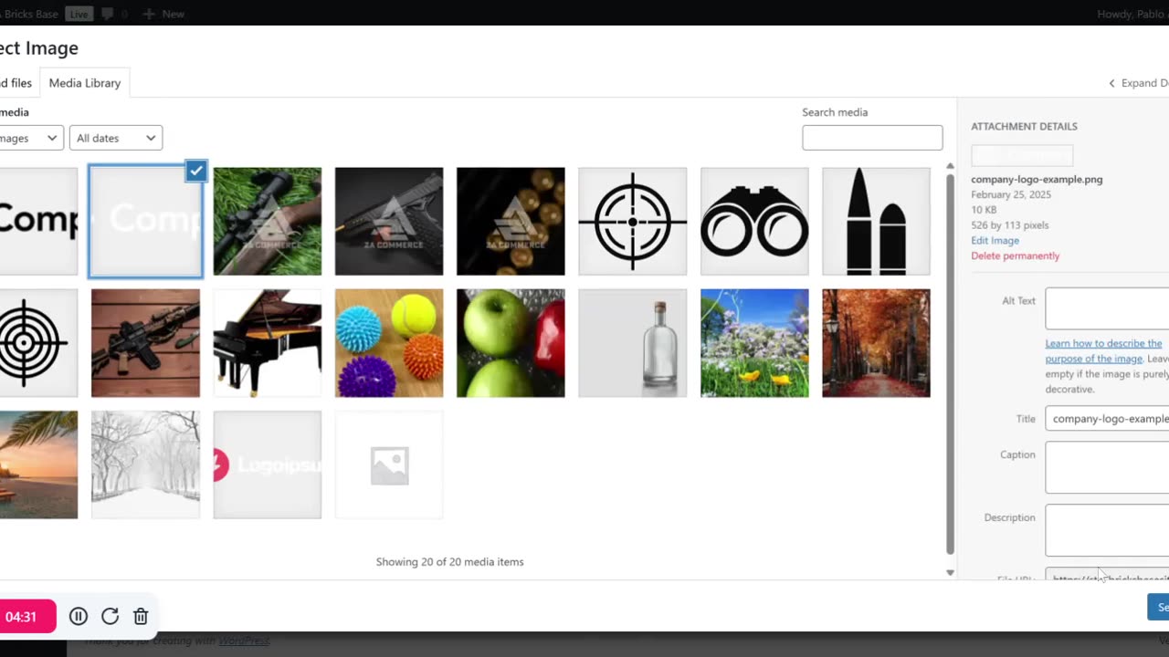 Set the header and footer logos