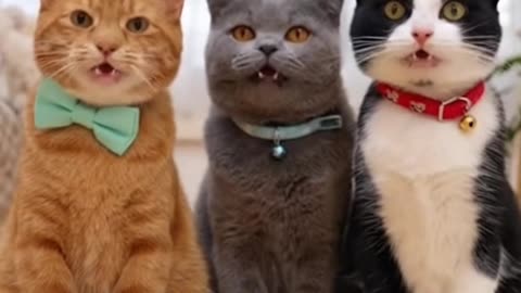 🐾😺 3 Cute Cats Meowing for Dinner 🍽️💖