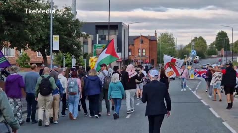 Tense scenes in Altrincham at the migrant hotel demo last night