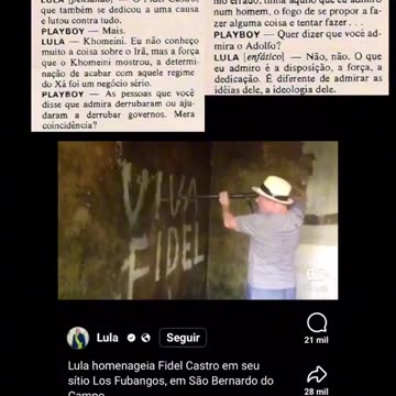 Everyone is tired of knowing that Lula the thief is a communist. Tá todo mundo farto de saber que Lulaladrão é comunista.