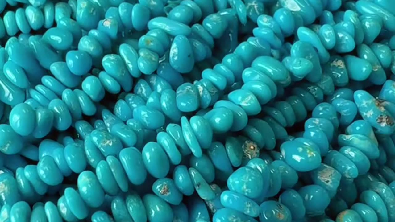 250612-4 Turquoise Bead Strand: Geological Annual Ring Specimen on the Wrist