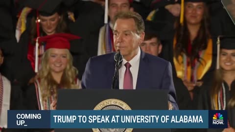 Nick Saban introduces President Trump at the University of Alabama’s commencement