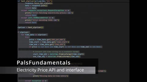 Palsfundamentals Electricity Price API and interface