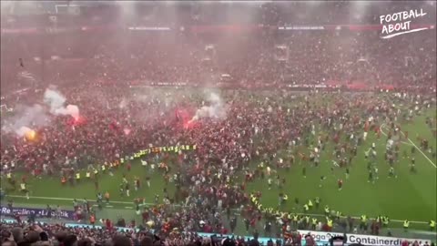 The moment Bayer Leverkusen fans stormed the pitch after winning their first ever Bundeslig