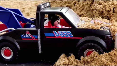 Toy Truck Chaos: Excavator to the Rescue!