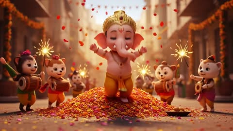 Ganpati Bappa Morya! Cute Ganesh Song for Kids with Animation