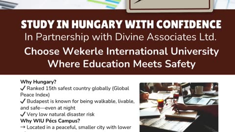 Secure Your Future: Study at WIU Pécs Campus with Divine Associates Ltd