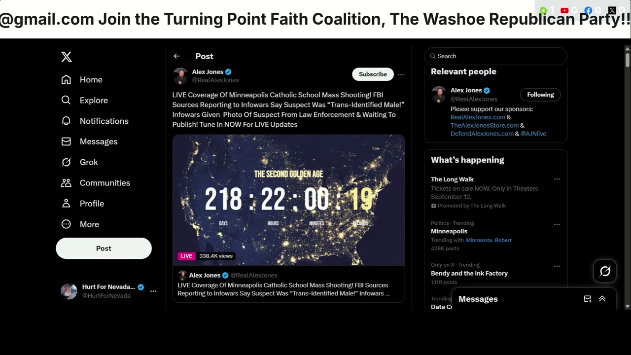 Alex Jones, Info Wars. 08/27/2025