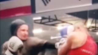 Did she go down because of the punch or did she break her foot?