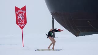 Russian gymnast performs at the North Pole