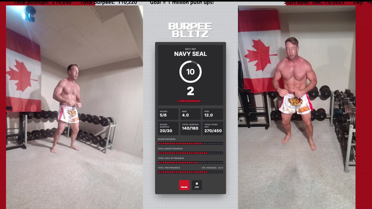 Everyday 450 push ups and 180 Burpees!