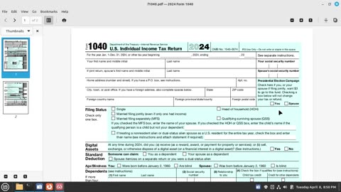 downloading PDF tax forms in Linux