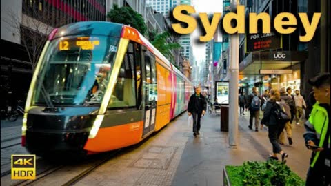 Sydney Australia Walking Tour - George Street Evening Rush _ 4K HDR