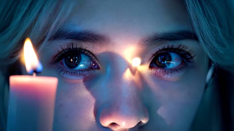 An intense close-up of a pair of eyes