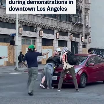 Woman ran over by an individual driving a car during protests in Los Angeles, California
