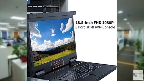 8 Port HDMI Rack Mount KVM Console 18.5-Inch 1080P with Cables, 1U Height LCD KV