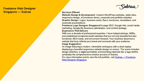 Freelance Web Designer Singapore — Subraa