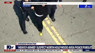 SKYFOX: 'Heavily-armed' suspect in police chase of vehicle in LA