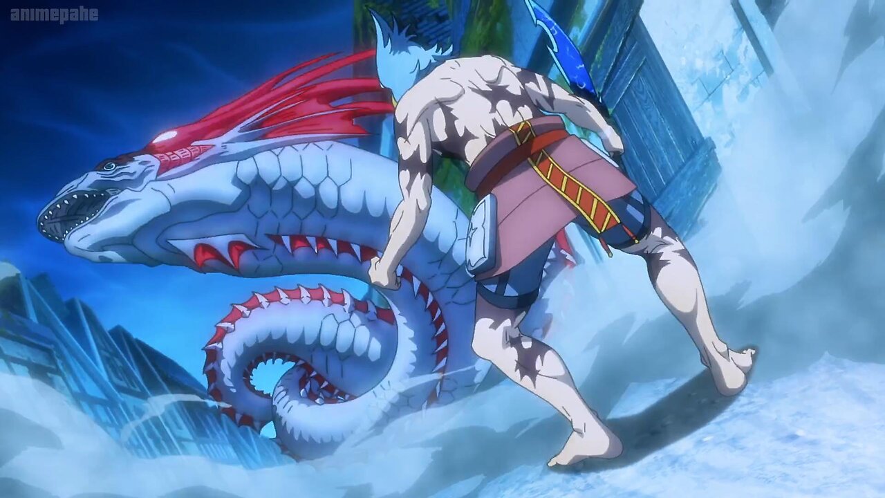 sunraku vs big old fish | Shangri-La Frontier Season 2
