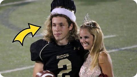 Football quarterback wins homecoming king, seconds later does something that shocks entire stadium.