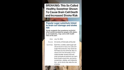 BREAKING: This So Called Healthy Sweetner Shown To Cause Brain Cell Death and Increased Stroke