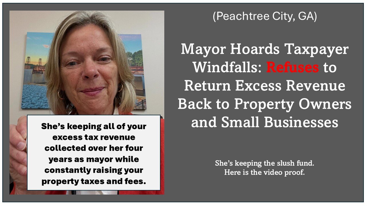 Mayor Learnard refuses taxpayers give back their money. Blames colleagues on Peachtree City Council