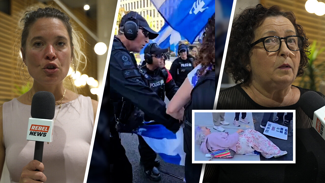 Elderly woman pushed by Montreal police during counter-protest against Islamists