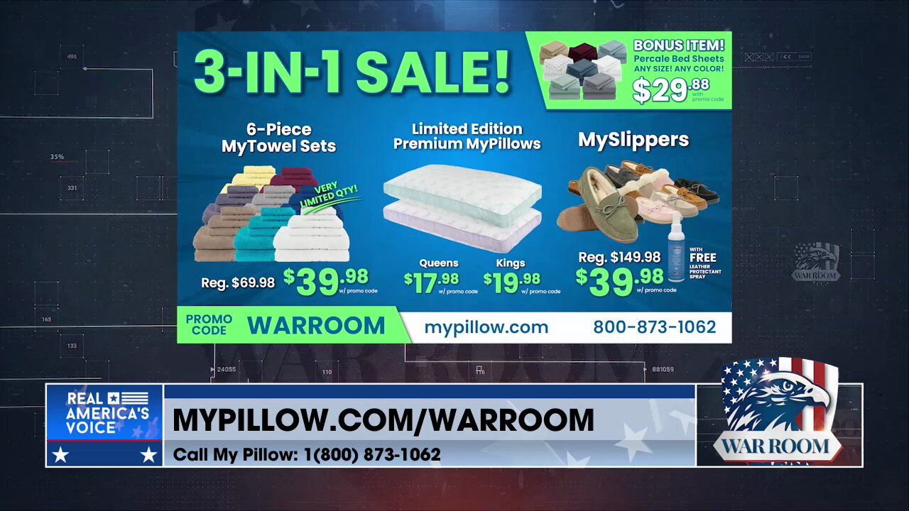 3-In-1 Sale Exclusively For The WarRoom Posse, Use Promo Code WARROOM When Ordering At MyPillow.com/warroom
