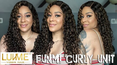 LuvMe Highlighted Funmi Curly Unit Install And Honest Review Co Wash and Curly Hair Routine