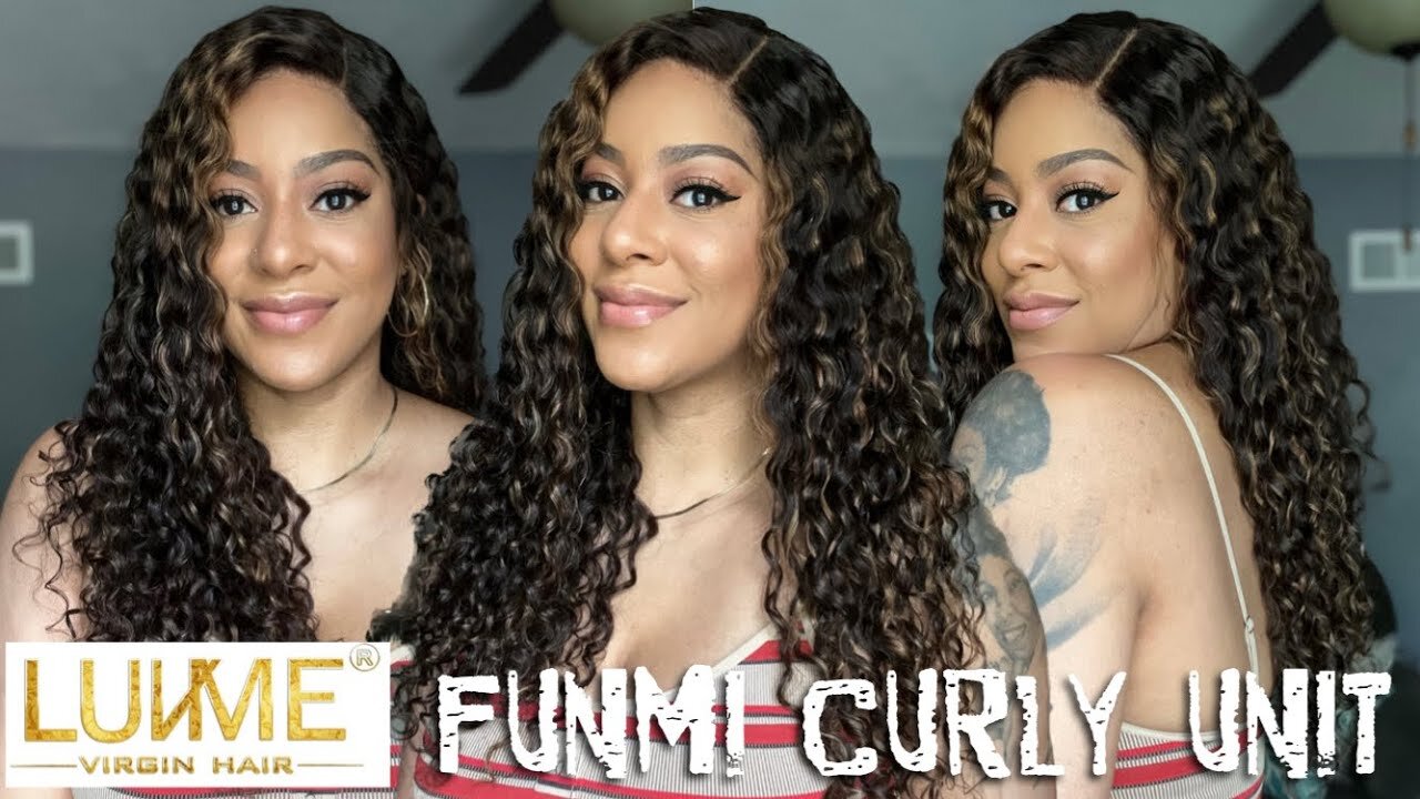 LuvMe Highlighted Funmi Curly Unit Install And Honest Review Co Wash and Curly Hair Routine