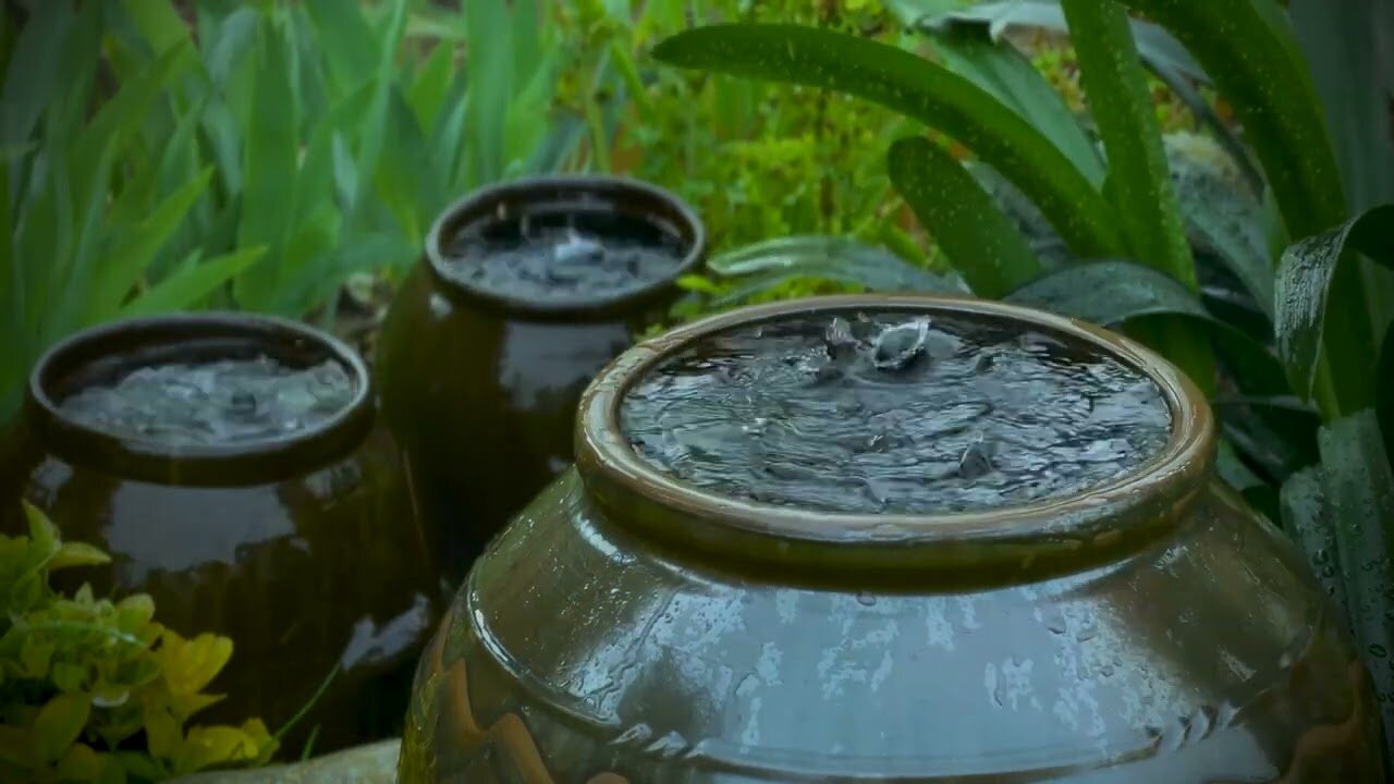 Soothing Rain Sounds on Clay Jars with Distant Thunder 🌧️ | Relaxing Sleep & Meditation