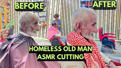 70 Years Homeless Old Man Head Cutting Tutorial | ASMR BARBER | BINAKI ASMR BARBER