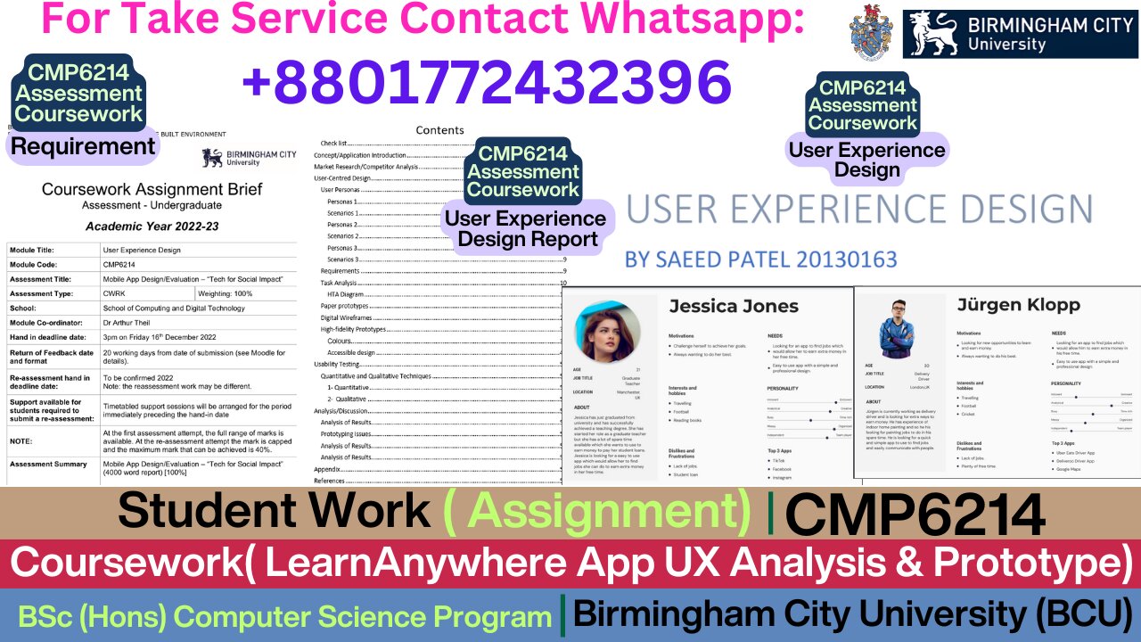 Client Work (Assignment) | CMP6214 Mobile UX Design & Usability Testing | Birmingham City University