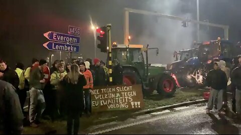 V-Media live Boerenprotest Kaprijke kruispunt E34 9.01.26 21u38 #FarmersProtest #mercosur #belgium