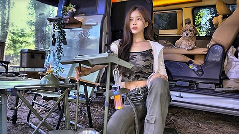 🚙Make a living room with a 270-degree rotating awning tent in a mini camper and go car camping