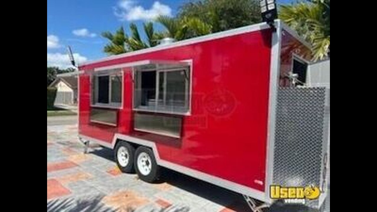 NEW 2024 7' x 18 ' Kitchen Food Concession Trailer | Mobile Vending Unit for Sale in Florida!